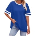 thumbnail image 1 of Hauts à Épaules Tombantes pour Femmes, T-Shirts Surdimensionnés pour Femmes Mode Rayé Col Rond Manches Courtes T-Shirts P-2TG en Solde Vêtements pour Femmes, 1 of 4