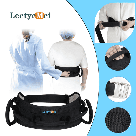 Leetye Mei Gait Belt for Seniors with 7 Handles Transfer Belt for Elderly Lift Assist Belt Quick Release Buckle Handicap Accessories for Daily Living Gait Belts