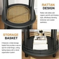 thumbnail image 4 of Rattan Small Round Side Table, Boho Nightstand with Storage Basket, 3-Tier End Table, Narrow Accent Table, Modern Bedside Table for Bedroom, Living Room-Black, 4 of 13