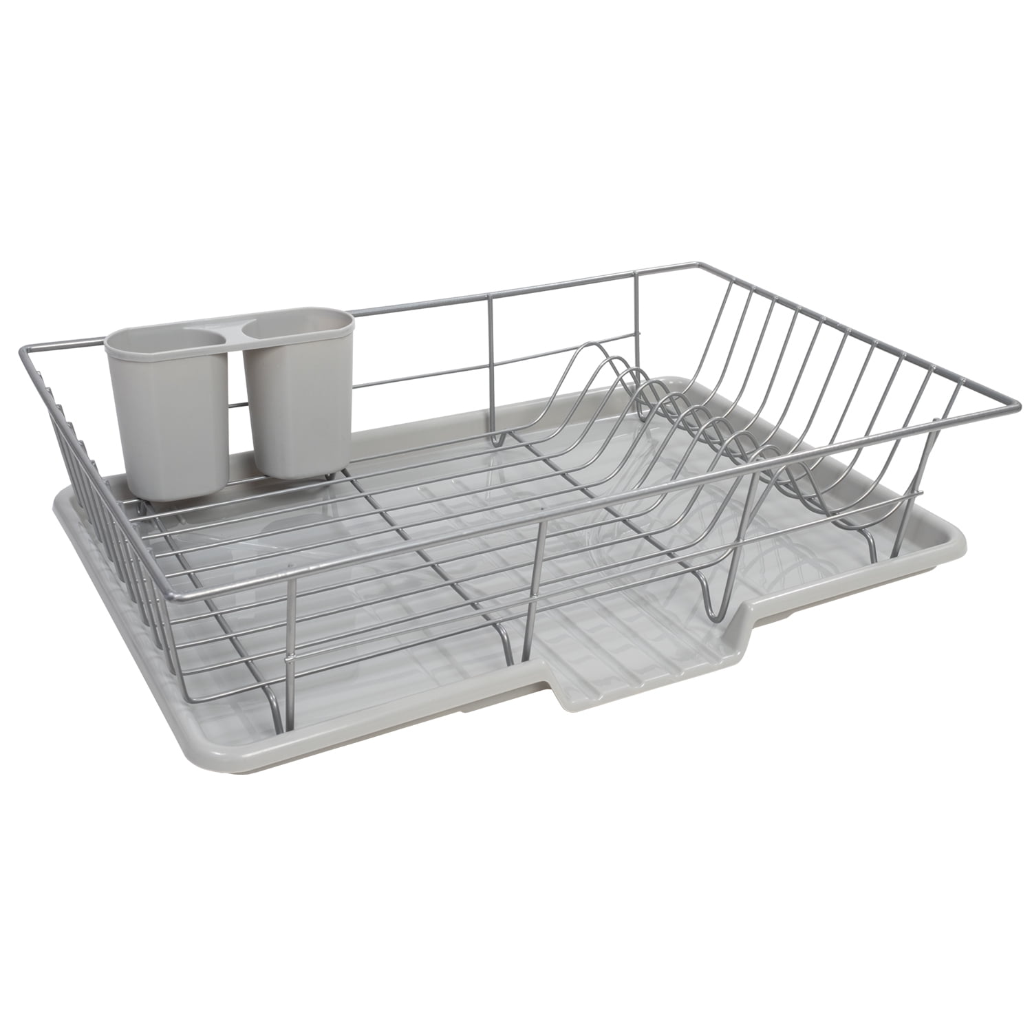 Sweet Home Collection Metal 2 Piece Dish Drying Rack Set Drainer with  Utensil Holder Simple Easy to Use Fits in Most Sinks, 14.5 x 13 x 5.25,  Red