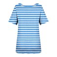 thumbnail image 5 of Ashirexll T-shirts, Short Sleeve Tops for Women, Womens Stripe Color Short Sleeve Top Round Neck Short Sleeve T-shirt, 5 of 5