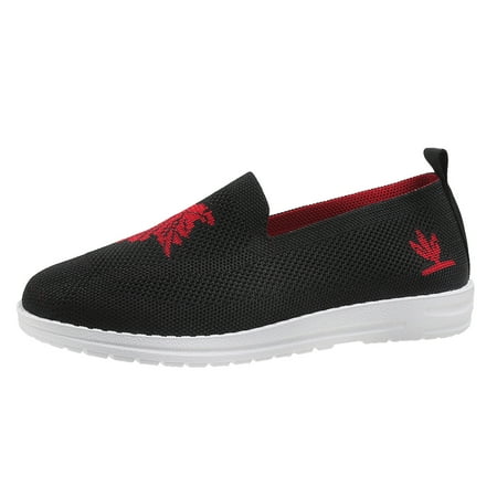 

Shoes for Women Ladies Breathable Mesh Leaf Printed Flat Bottomed Casual Sports Shoes Running Shoes for Women Womens Walking Shoes(Color:Black Size:US 9)