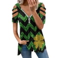 thumbnail image 2 of weskinke Top For Women Western Shirt Zipper Pullover Short Sleeve Color Block V Neck Fashion Casual Top St Patricks Day Print T Shirt, 2 of 8