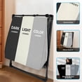 thumbnail image 3 of Cesto Ropa Sucia Plegable 3 Compartimentos, Cesta Plegable para la Colada, Ropa Sucia Organizador con Negro Beige Gris, 3 of 4