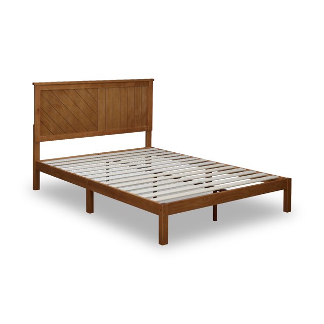 MUSEHOMEINC 12 Inch Solid Wood Platform Bed Frame with Wooden Slats, Full