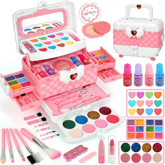 Sendida Washable Kids Makeup Kit for Girls, Princess Toy for Girl Age 3-12 Birthday Gift(Pink)