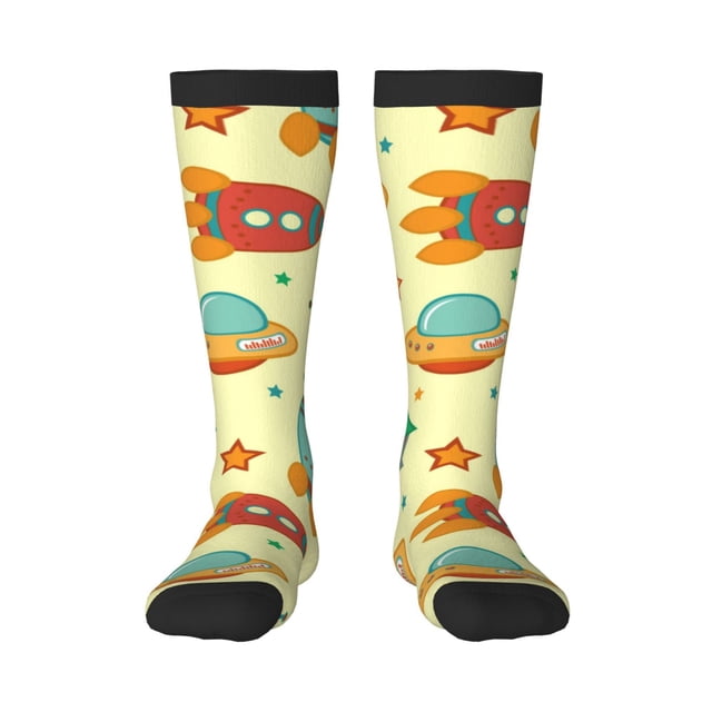Balery Colorful Outer Space Calcetines novedosos Calcetines deportivos Calcetines hasta la rodilla Calcetines de algodón Calcetines originales y geniales