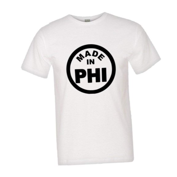 PleaseMeTees™ Mens From Born Made In Philadelphia PA Logo Label HQ Tee