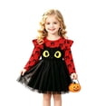 thumbnail image 2 of WUANDIXFA Girls Pumpkin Dress Holiday Dress Girls Long Sleeve Tutu Dresses Kids Casual Outfits Fall Winter Clothes,Red,4-5 Years, 2 of 9