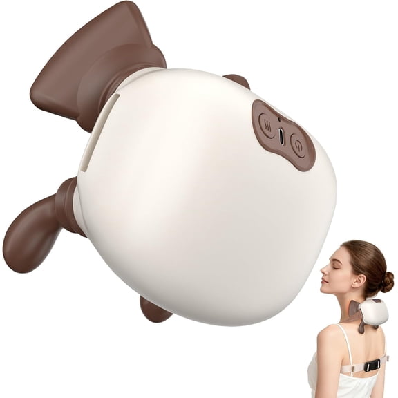 4D Neck Bionic Heated Massager, Portable Shiatsu Neck and Back Massager, Portable 4D Deep Kneading Electric Massager for Pain Relief, Muscle Relaxation & Home Spa Relax
