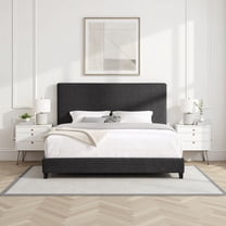 Bridgevine Home King Size Charcoal Grey Upholstered Platform Bed