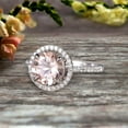 thumbnail image 2 of Surprisingly 1.75 Carat Morganite Engagement Ring On 10k White Gold Anniversary Ring With Float Halo Claw Prongs Promise Ring 6mm Round Cut Gemstone, 2 of 5