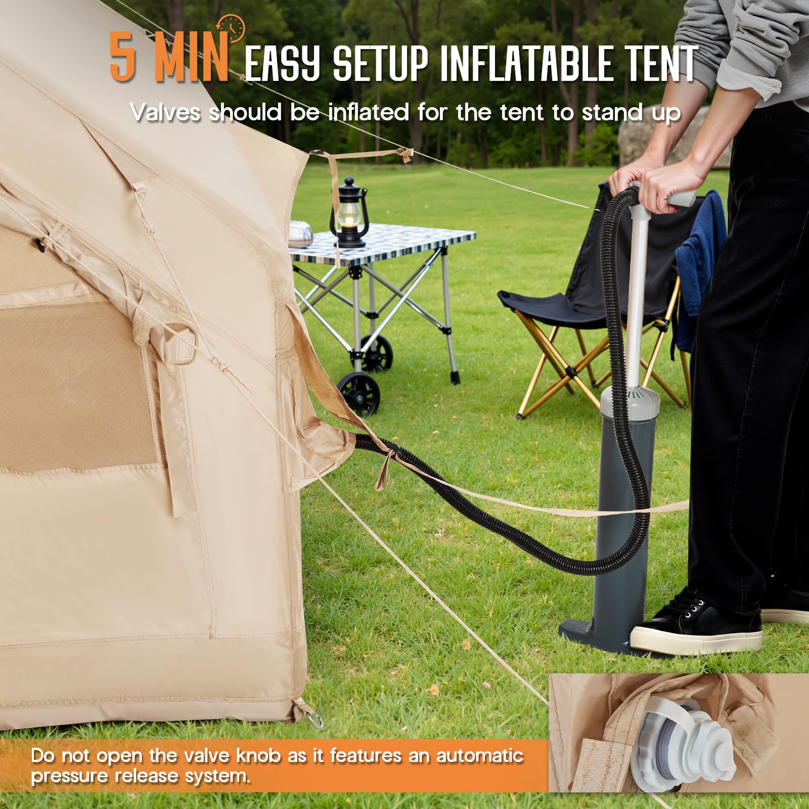 Jocisland 9.48x13.05 ft Inflatable Tent for Camping, Large Blow Up Tent, Waterproof Oxford Outdoor Cabin, Ideal for Emergency Shelter, Glamping