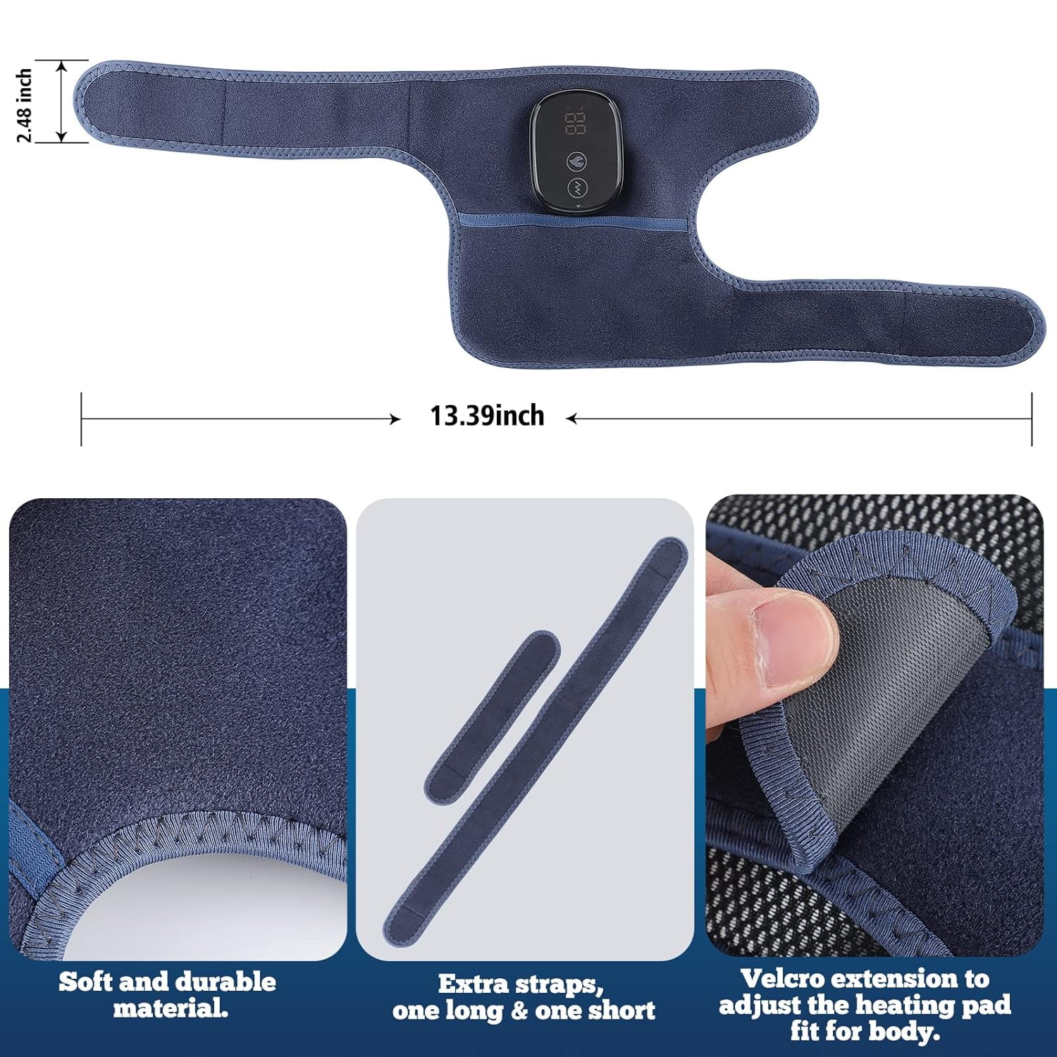 Cordless Knee Massager with Heat and Vibration, Heated Shoulder Brace Elbow Wrap, Heating Pads for Knee Shoulder Elbow Deep Issue, Knee Heating Pad for Muscle(2pcs)