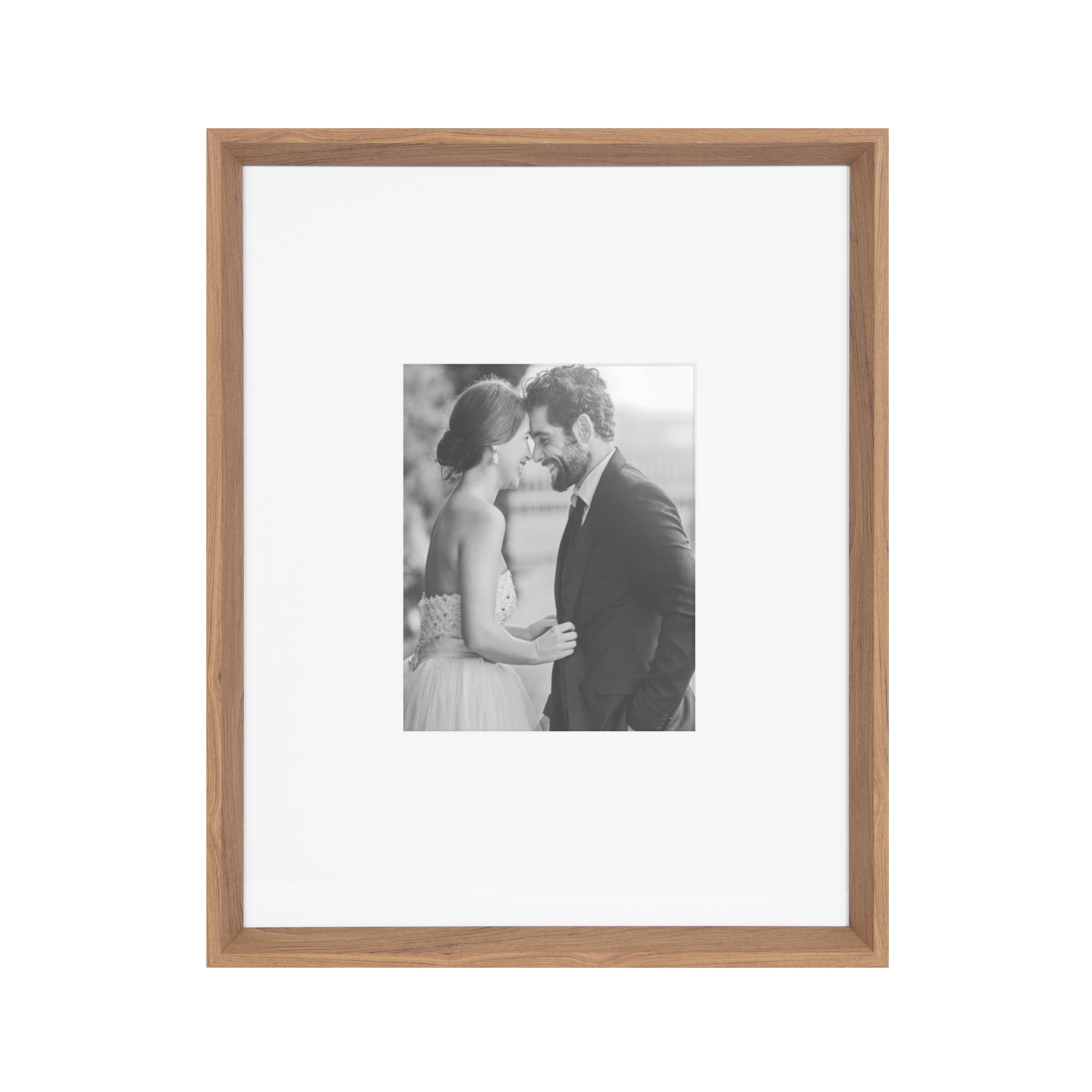 Kate and Laurel Calter Modern Wall Picture Frame Set of 3, 16x20 matted to 8x10, Brown, Modern Three-Piece Frame Set for Gallery Wall Frame Set in Living Room Wall Decor