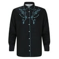 thumbnail image 2 of Mens Dress Shirts Western Cowboys Print Long Sleeve Button Lapel Top Casual Carnival Classic Comfortable Shirt for Men Blue XL, 2 of 4
