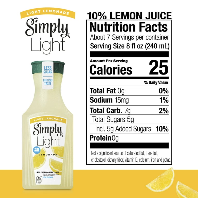 Simply Non GMO Less Sugar Lemonade Light Fruit Juice, 52 fl oz