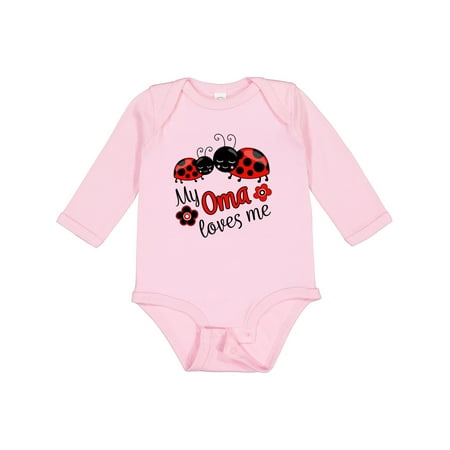 

Inktastic My Oma Loves Me with Cute Ladybugs Boys or Girls Long Sleeve Baby Bodysuit