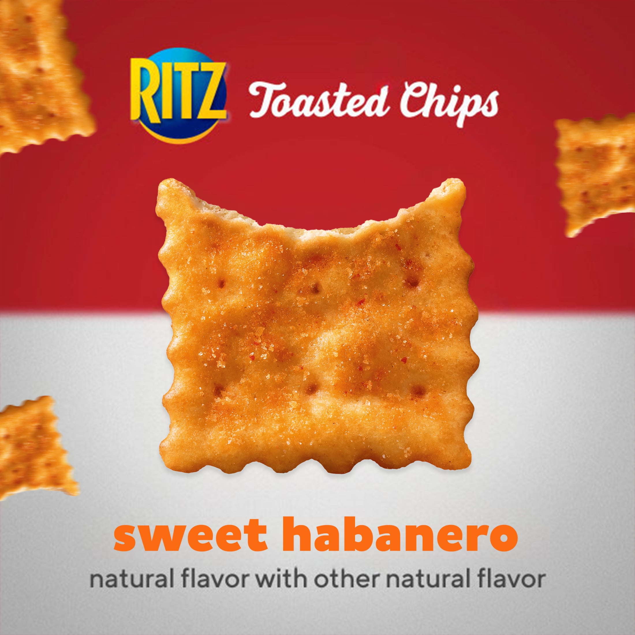 RITZ Toasted Chips Sweet Habanero Crackers, Party Snacks, 8.1 oz-4pk, With Olive Green Bowl By ValueNest