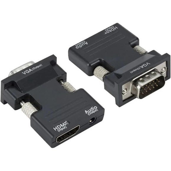 HUGFEGWE 2 Pcs HDMI-Compatible to VGA Converter Adapter 1080P VGA Adapter 3.5MM Audio Jack for PC Desktop Laptop to HDTV Projector Video Audio CJB91-87152