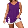 thumbnail image 2 of Sokhug Women's Plus Size V Neck Sleeveless Tank Top Side Criss Cross Cutout Detail Breathable Casual Longline Blouse, 2 of 7