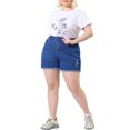 thumbnail image 3 of MODA NOVA Juniors' Plus Size Denim Shorts Raw Hem Casual Shorts 2X Denim Blue, 3 of 7