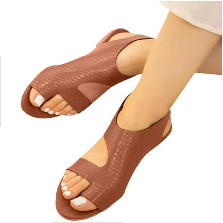 

Womens Comfort Bunion Corrector Flat Shoes Orthopedic Toe Ring Flat Sandal Summer Beach Sandal for Women Dressy
