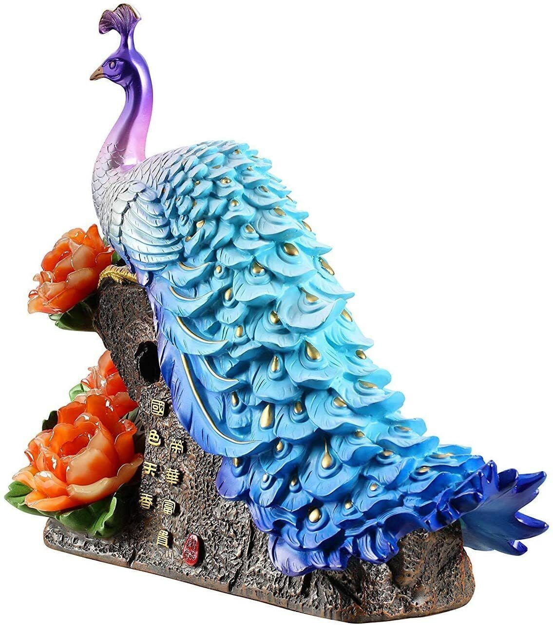 Elegant Peacock with Peony Flower Symbolize Fortune, Beauty / Nobility Feng Shui SZP
