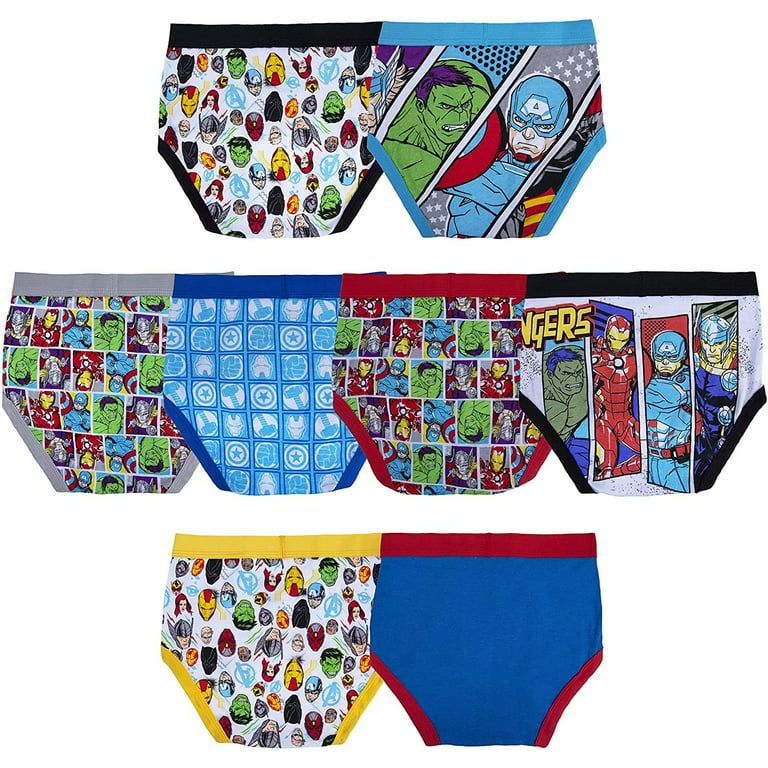 Marvel Boys Underwear - 8-Pack Cotton Toddler/Little Kid/Big Kid Size Briefs  Kids Hulk, Captain Americ and more! 