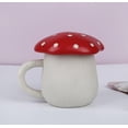 thumbnail image 3 of Bonita taza con forma de hongo con tapa, cubierta de paraguas esmaltada hecha a mano, tazas de leche de cerámica mate de seguridad, taza de té de Amanita Muscaria de 12 oz., 3 of 5