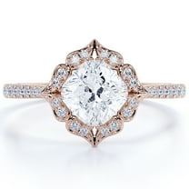 JeenMata 1.75 Carat Cushion cut Moissanite engagement ring for Her in 18k Rose Gold Over Silver