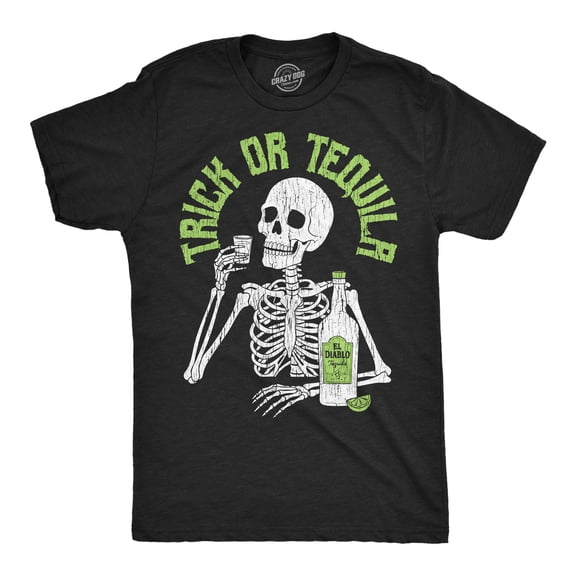 Mens Funny T Shirts Trick Or Tequila Sarcastic Halloween Graphic Novelty Drinking Tee For Men Graphic Tees