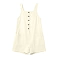 thumbnail image 5 of Sokhug Romper Sleeveless For Women Cotton Button Front with Pockets Casual Loose Fit Summer Jumpsuit Shorts, 5 of 6