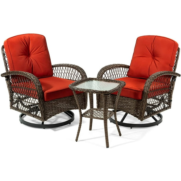 Amolife 3 Pieces Wicker Patio Furniture Set, Bistro Set with Outdoor