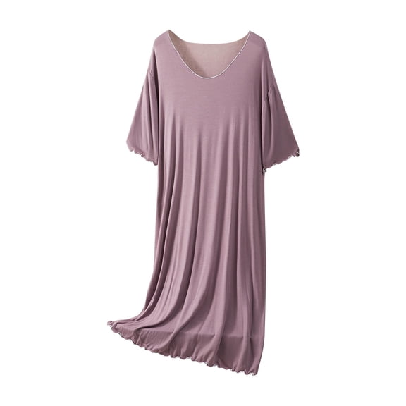 Lopecy-Sta Nightgowns for Women Round-Neck Loose Sleepshirt Tshirt Night Gown Short Sleeve Night Shirt Casual Soft Sleepwear