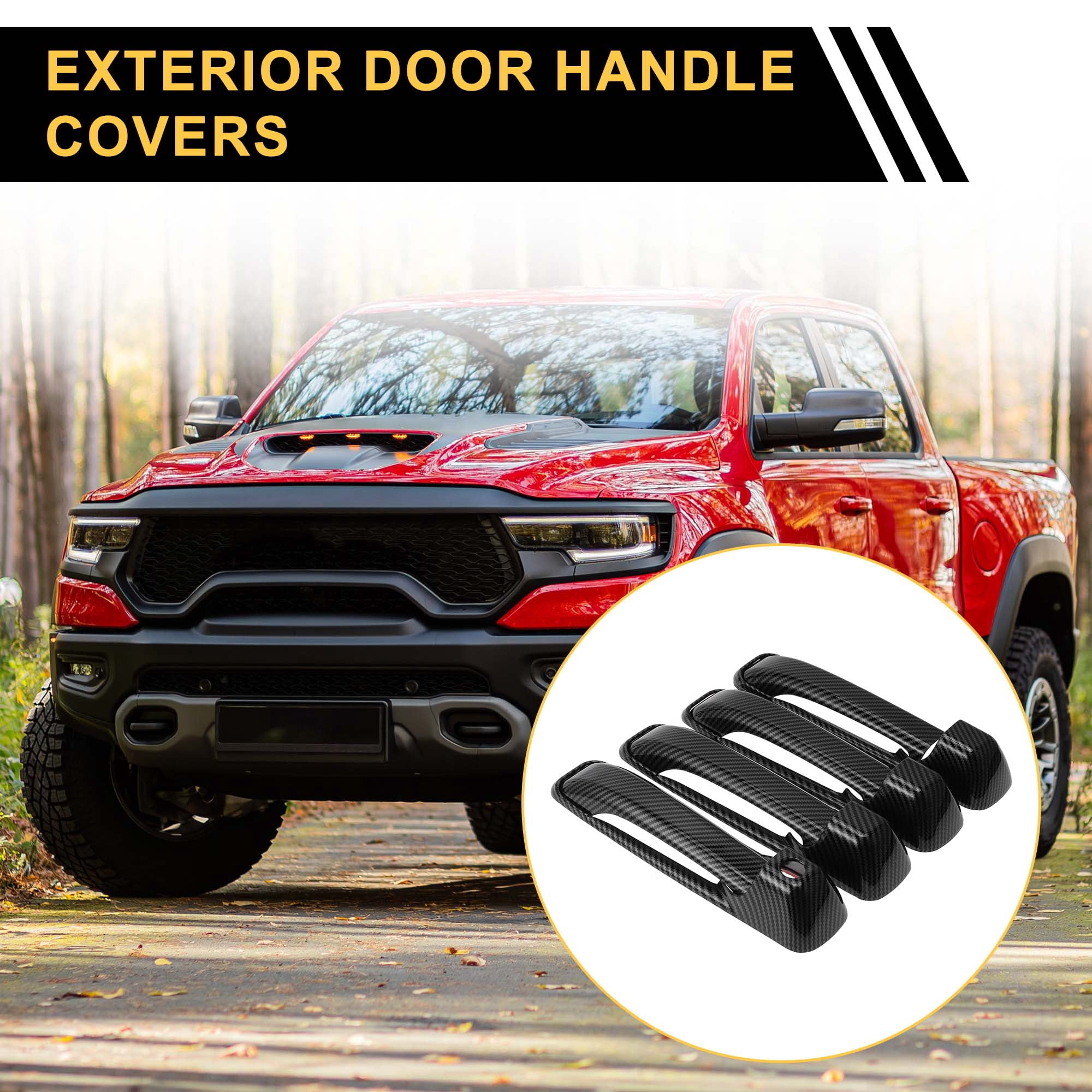 Unique Bargains 4pcs Exterior Door Handle Cover for Dodge for Ram 1500 2009-2018 ABS Black