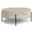 thumbnail image 1 of Pemberly Row Table Basse Tambour Urbain Rond en Bois de Manguier de 38 Pouces de Large, Fini Blanchi Blanc, 1 of 9