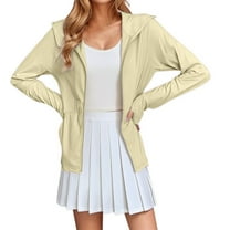 Ediodpoh Women's Ice Silk Lightweight Protective Jacket Breathable and for Summer Cycling Womens Tops Yellow L