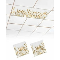 Fluorescent Light Covers for Ceiling Lights 2 Pack, Fall Wheat Magnetic Ceiling Light Covers 2x4ft for Classroom Office School, Autum Botanical Farmhouse Yellow Orange Drop Ceiling Light Shade