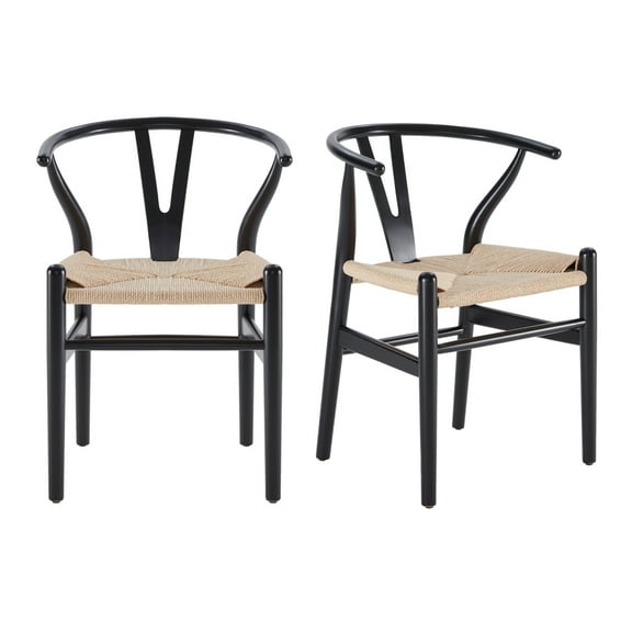 Two Wood Wishbone Dining Room Chairs Mid Century Modern Wooden for Your Beach House, Fully Assembled