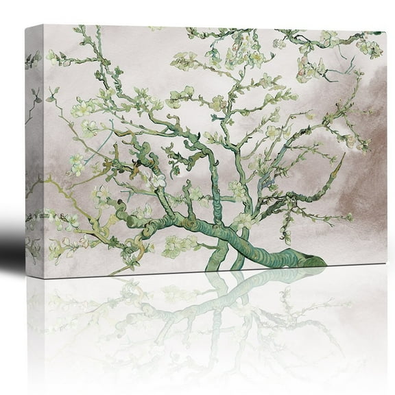 wall26 Almond Blossoms on Vintage Background - Updated Vincent Van Gogh - Fine Art Modern Twist - 32"x48"