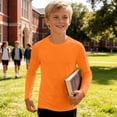 thumbnail image 6 of Boys Girls Long Sleeve Shirts Solid Color Fall Kids soft Crewneck T-Shirts Tops Casual Basic Tees 5-14Y Orange 7-8Years, 6 of 7