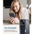 thumbnail image 6 of Compatible with iPhone 14 Case with Screen Protector + Camera Lens Protector, Non Yellowing Clear Glitter Protective Phone Case, Women Girls Cover for iPhone 14 6.1 Inch 2022 - Sparkle Black, 6 of 7