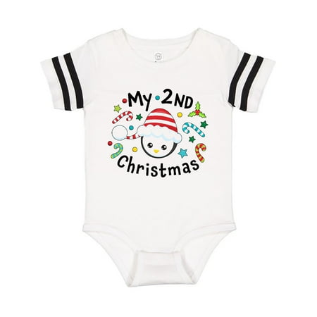 

Inktastic My 2nd Christmas Cute Penguin with Candy Canes Gift Baby Boy or Baby Girl Bodysuit