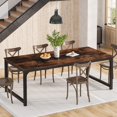 thumbnail image 3 of Tribesigns 78.7" Dining Table, Industrial Kitchen Table for 8-10 Person, Rectangular Dinner Table for Dining Room Kitchen Living Room, with Heavy Duty Metal Legs, Rustic Brown, 3 of 7