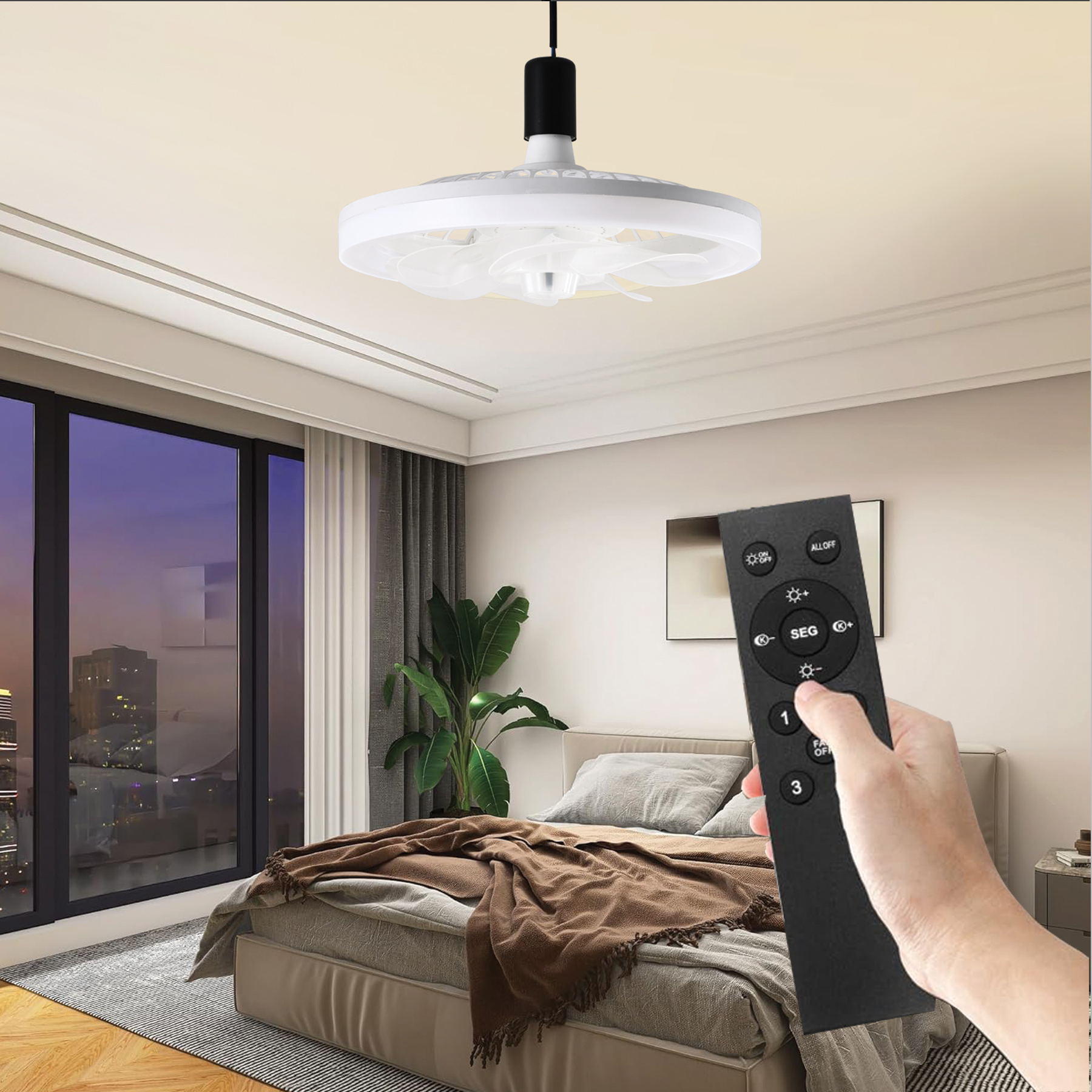 MI TAG Socket Fan LED Light , Screw-in ceiling fan with light, remote controlled socket fan light