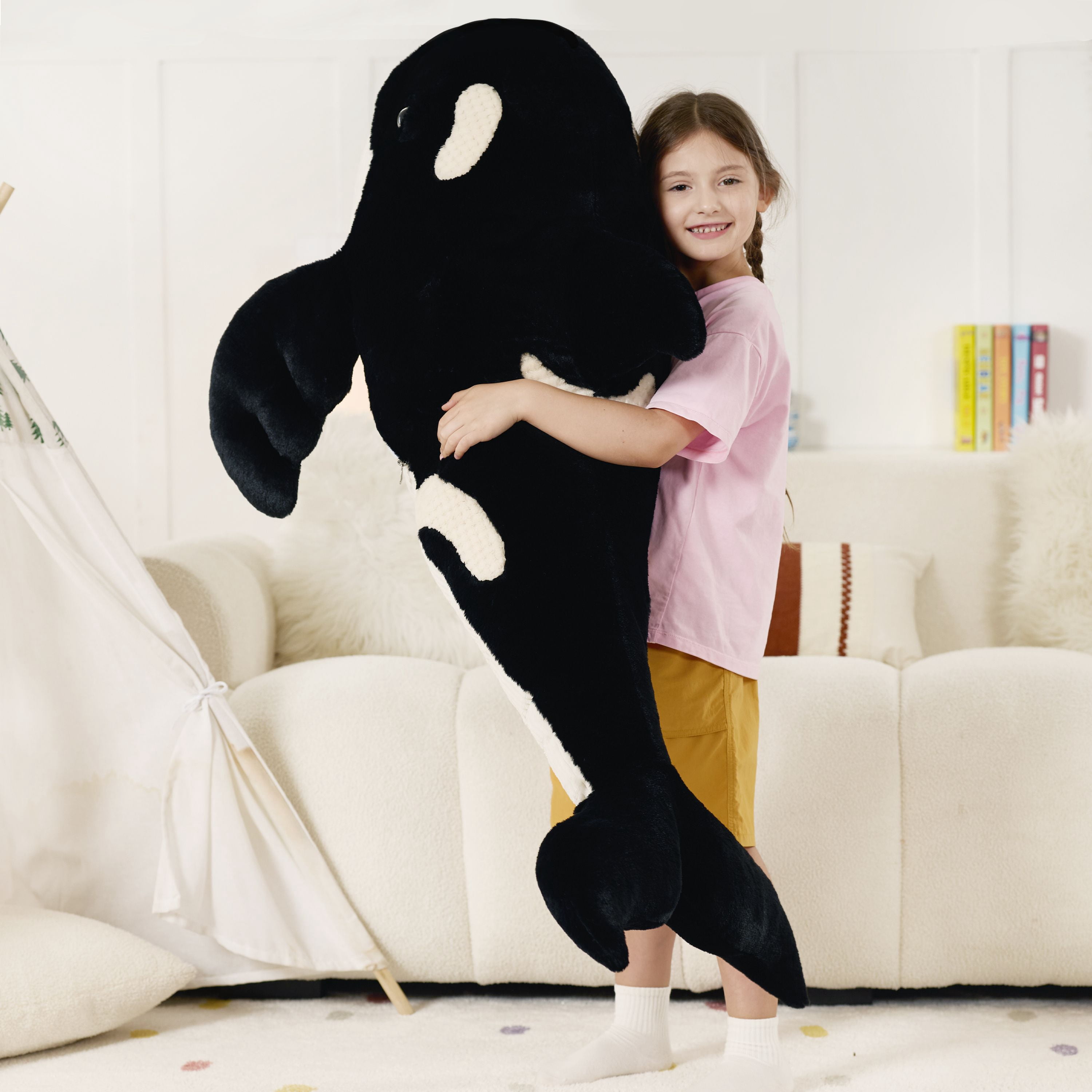 Muiteiur 51.2" Giant Orca Whale Stuffed Animal Plush Killer Whale Toy