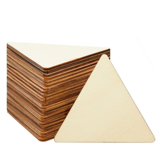 24 Pack Unfinished Wooden Triangles for Crafts, Geometric Shapes for Wood Burning, Engraving (3.6 x 3.1 In)