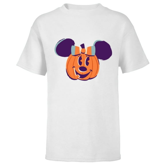 Disney Minnie Mouse Jack-o’-Lantern Halloween - Short Sleeve T-Shirt for Kids - Customized-White