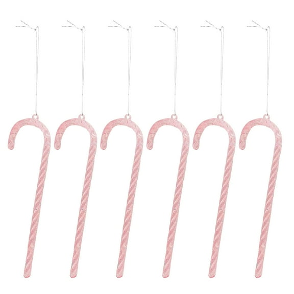 HCTSHG 6 Pcs Candy Cane Christmas Decorations, Pink Candy Cane Decoration Christmas Hanging Ornaments for Christmas Tree Xmaxs Holiday Party Supplies Decoration Favors